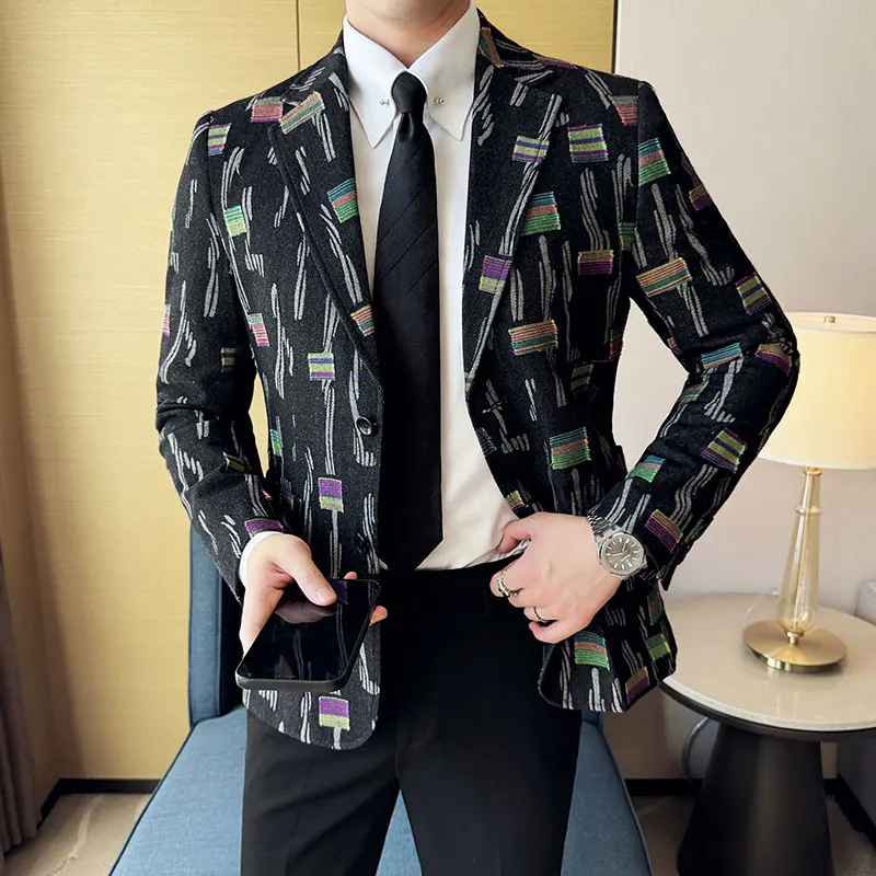 

Blazer Hombre High Quality Korean Elegant Men Jeans Blazers Jackets Slim Fit Fashion Single Breasted Casual Suit Coats Male 4XL