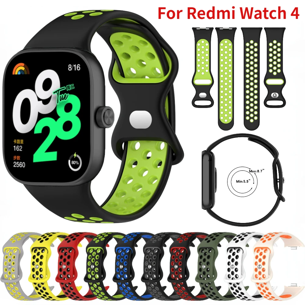 

Two-color Silicone Strap for Xiaomi Redmi Watch 4 Smart Breathable Wristband for Redmi Watch 4 Sport Replaceable Watch Strap