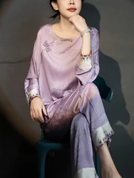 2025 chinese style chinese silk pajamas women spring autumn homewear summer new chinese style retro elegant hanfu pajamas w455