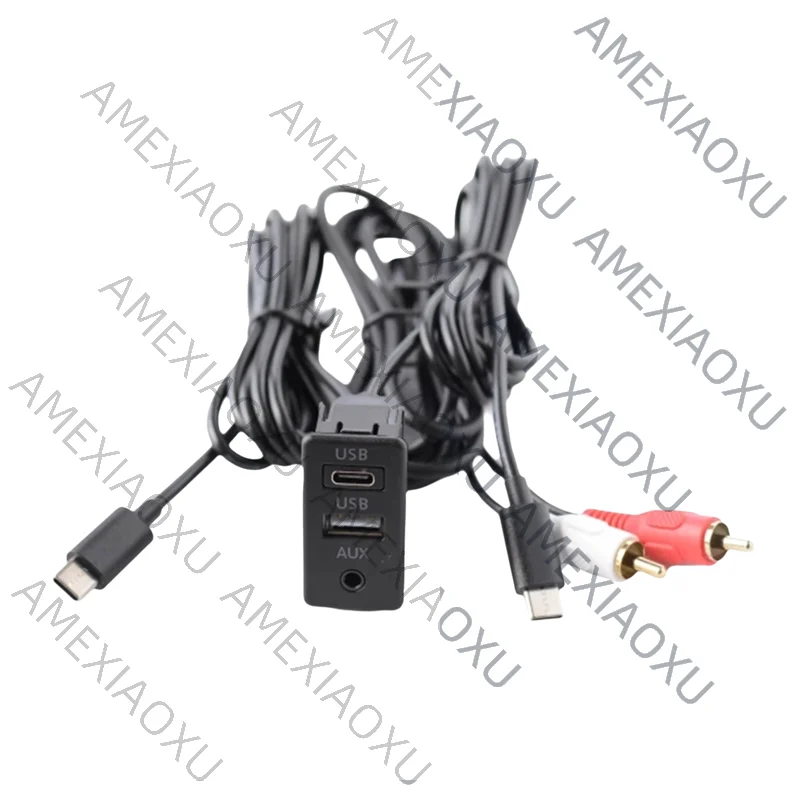 AMEXIAOXU  Car Android Navigation Machine AUX Panel TYPE-C+RCA Input Double USB+AUX Interface Panel Extension Cable Adapter Pane