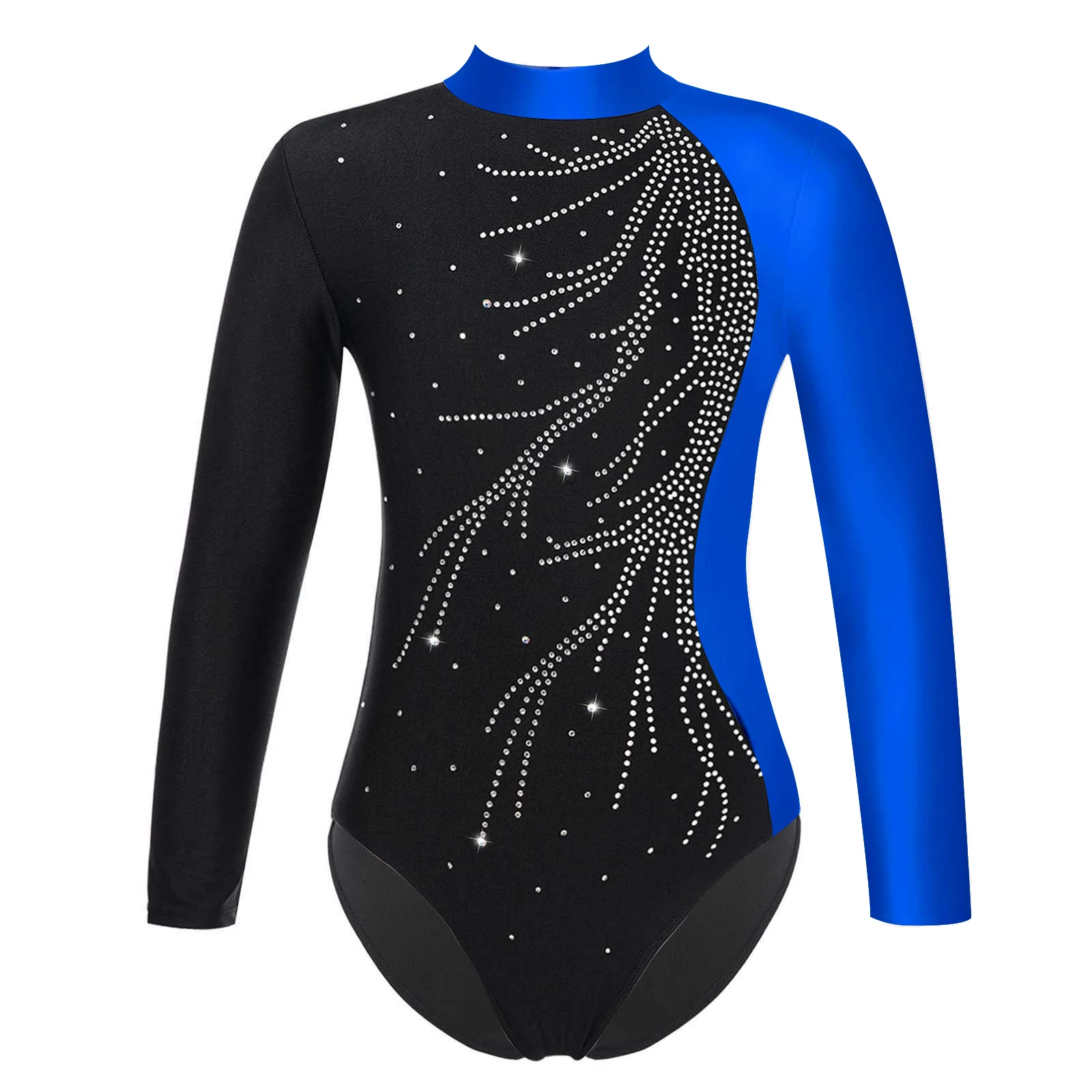 Kinderen meisjes ballet biketard dans bodysuit kunstschaatsen dans kostuum glanzende faux diamanten versierd sleutelgat terug ballet maillots