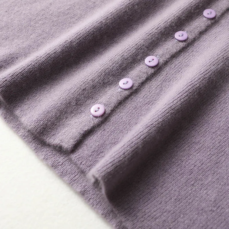 Yoyoselect Mini abito da donna in lana merino al 100% con scollo a V e bottoni in maglia Una linea morbida e calda Abiti in cashmere autunno inverno