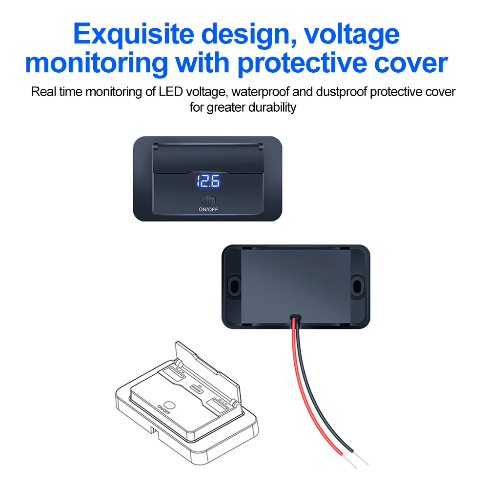 ملحقات السفينة المعدلة Qc3.0 Pd 2.1A شاحن سريع 12 فولت-24 فولت مع عرض جهد التبديل مناسب للسفن والسيارات والشاحنات #4