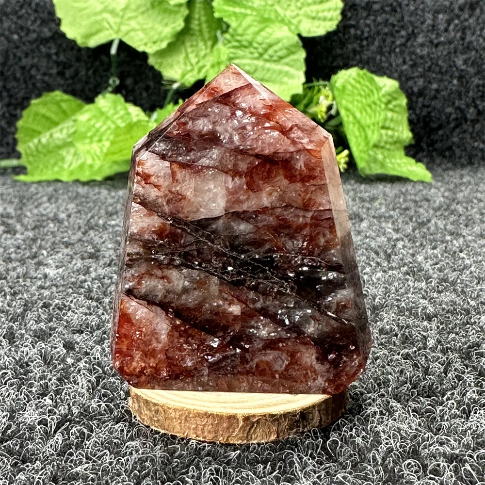 1pc Natural Gem red Glue Flower Four-sided Crystal Wand  Aura Quartz Mineral Obelisk  Home Decoration  Crafts