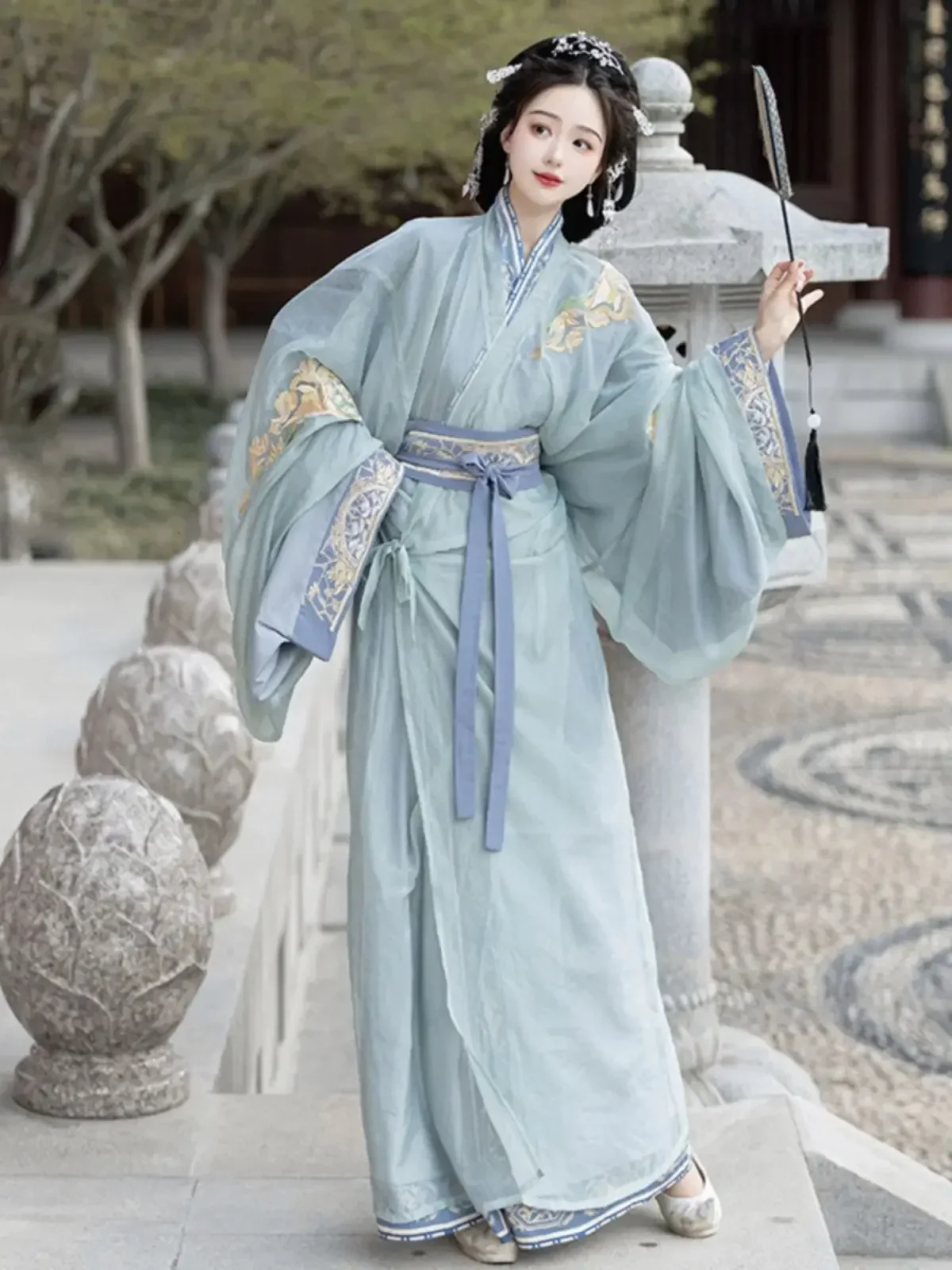 

Chinese Hanfu Dress Women Traditional Warring States Robe Carnival Cosplay Costume Vintage Cyan Green Hanfu Robe Plus Size