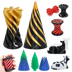 3D Printed Spiral Cone Toy Impossible Pyramid Christmas Tree Passthrough Sculpture Mini Vortex Thread Illusion Fidget Toy
