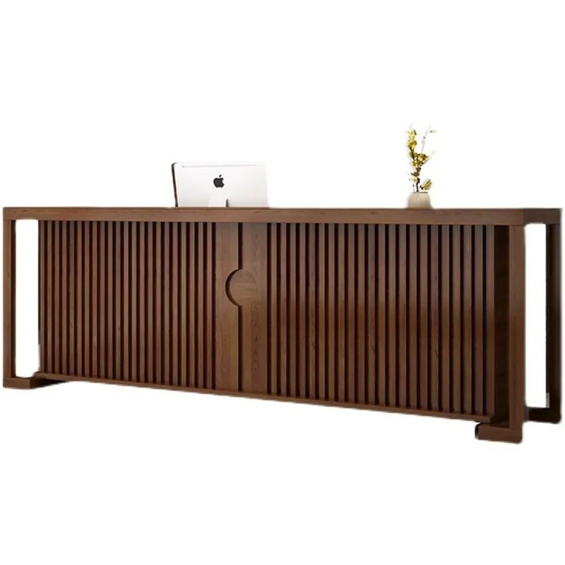 for New Chinese Solid Wood Checkout Counter Teahouse Bar Retro Style Hotel Health Center Front Desk Restaurant Reception