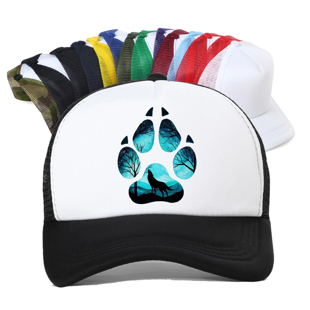 

Wolf Print Baseball Cap Summer Mesh Breathable Men Women Snapback Trucker Hat Casquette