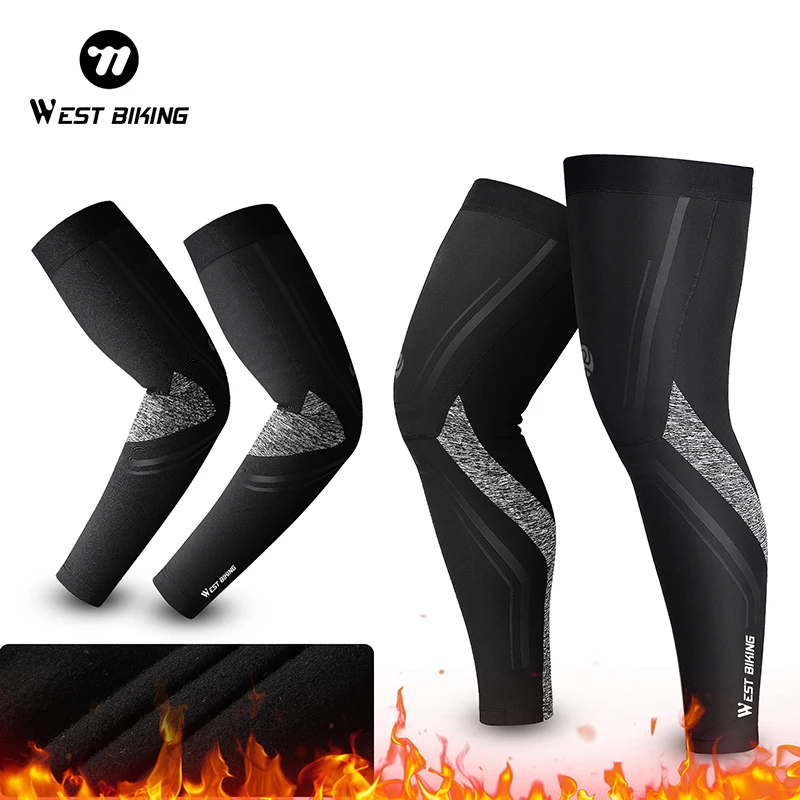 غرب ركوب الدراجات الشتاء الحراري الدراجات أكمام أذرع تبريد Legwarmers الدافئة الصوف يندبروف الرياضة الأكمام الرجال النساء دراجة تدفئة الساق