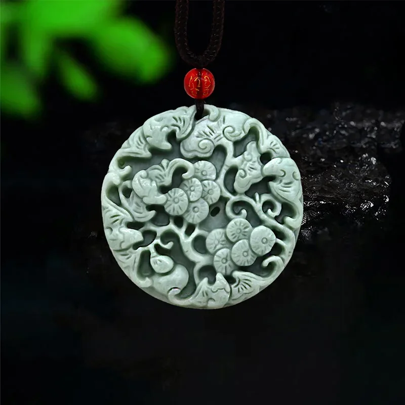 Jade Bat wisiorek wisiorki naszyjniki mężczyźni naturalny kamień szlachetny zielone kamienie modny naszyjnik Charms luksusowe biżuteria Amulet prezent człowiek