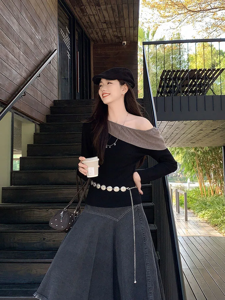 

MeiYang Snow Peak Вязаный свитер из смеси шерсти Slim Fit Faionable Commute Sle Long Sve ort Length