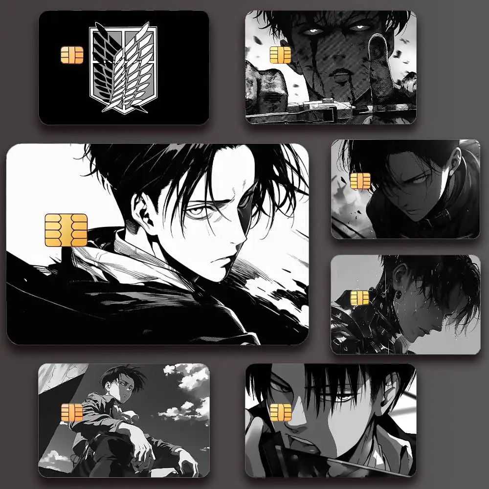 Anime A-Attack On Titan Levi Poster Credit Skin Cover Card Stickers 4PCS Film Bus Pass Front Decoration Bank Debit Waterproof