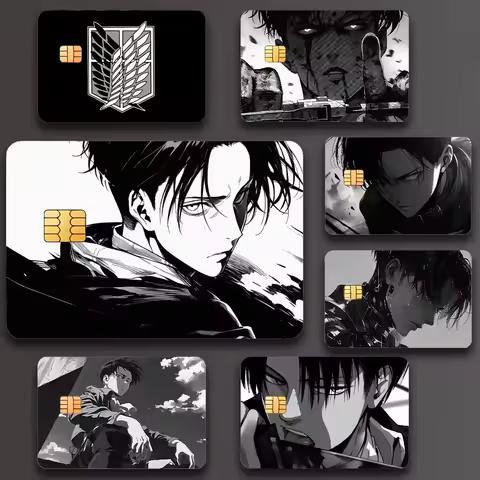 Anime A-Attack On Titan Levi Poster Credit Skin Cover Card Stickers 4PCS Film Bus Pass Front Decoration Bank Debit Waterproof