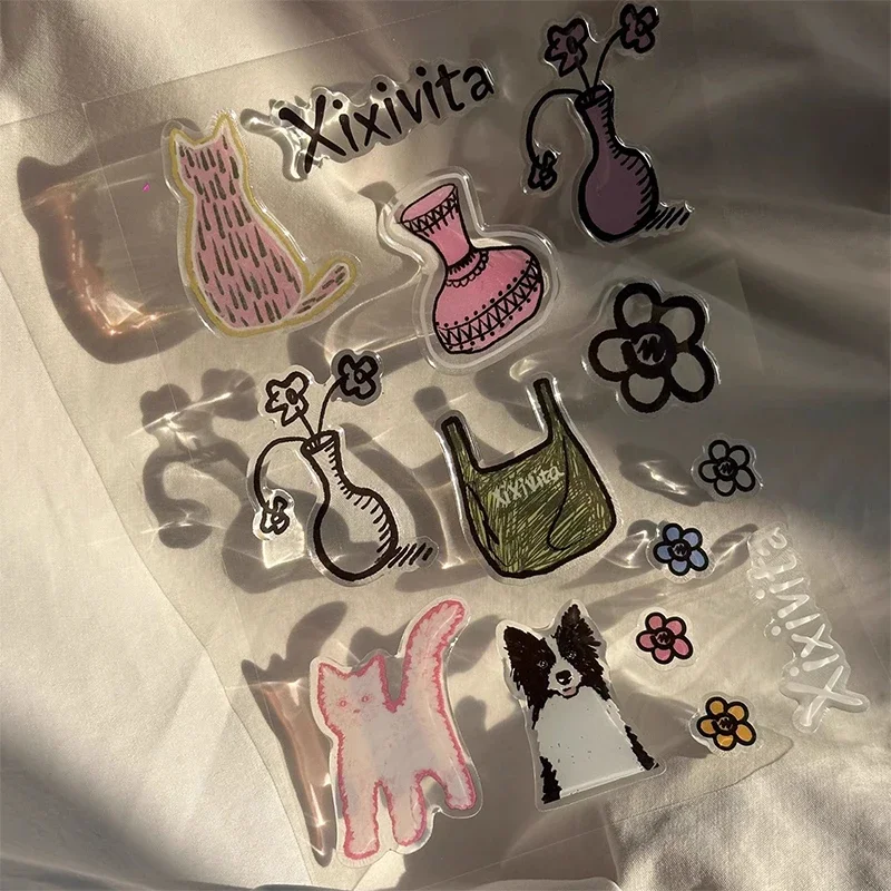 

Cute Cartoon Pet Bags 3D Jelly Stickers Transparent Resin Gel Self-adhesive Decoration For DIY Phone Cases Tablet Computers