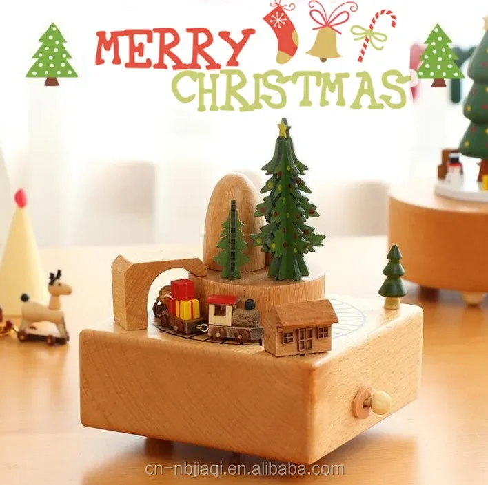 صندوق الموسيقى الخشبي لعيد الميلاد الخيالي #2