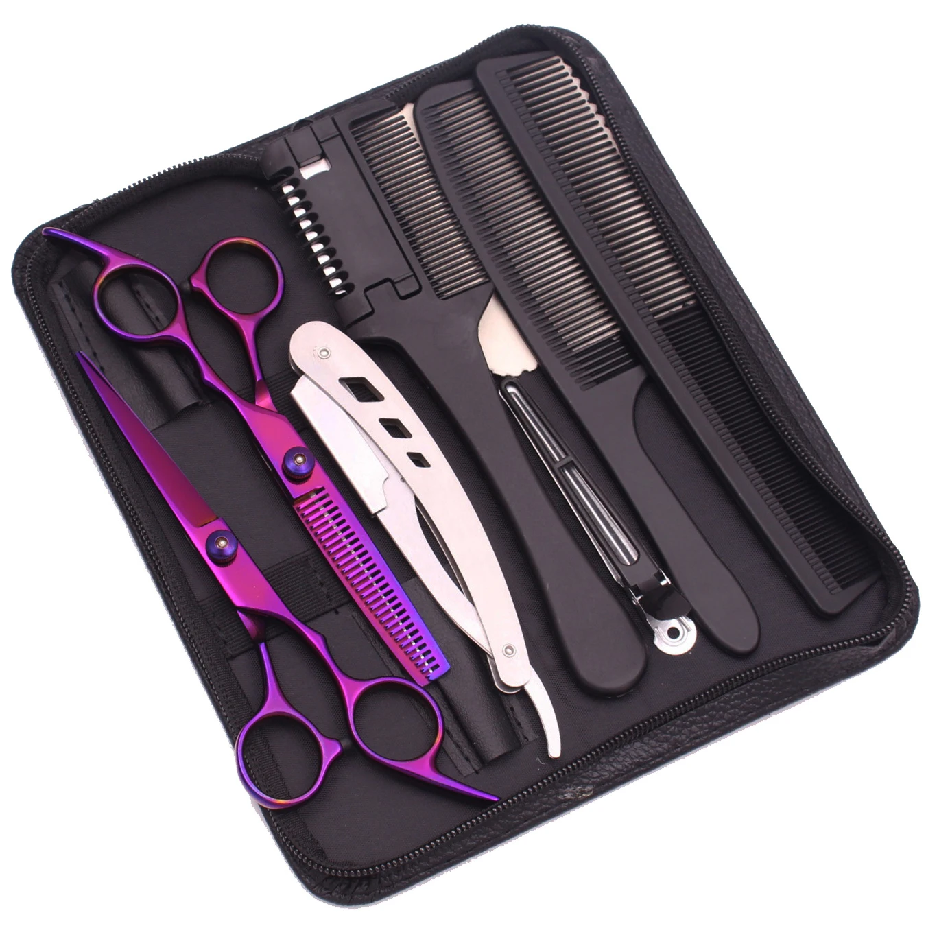 

Hair Scissors Purple Hairdressing Scissors 6" Japan Stainless Haircut Barber Shop Thinning Shears Razor Haircut Scissors C1001