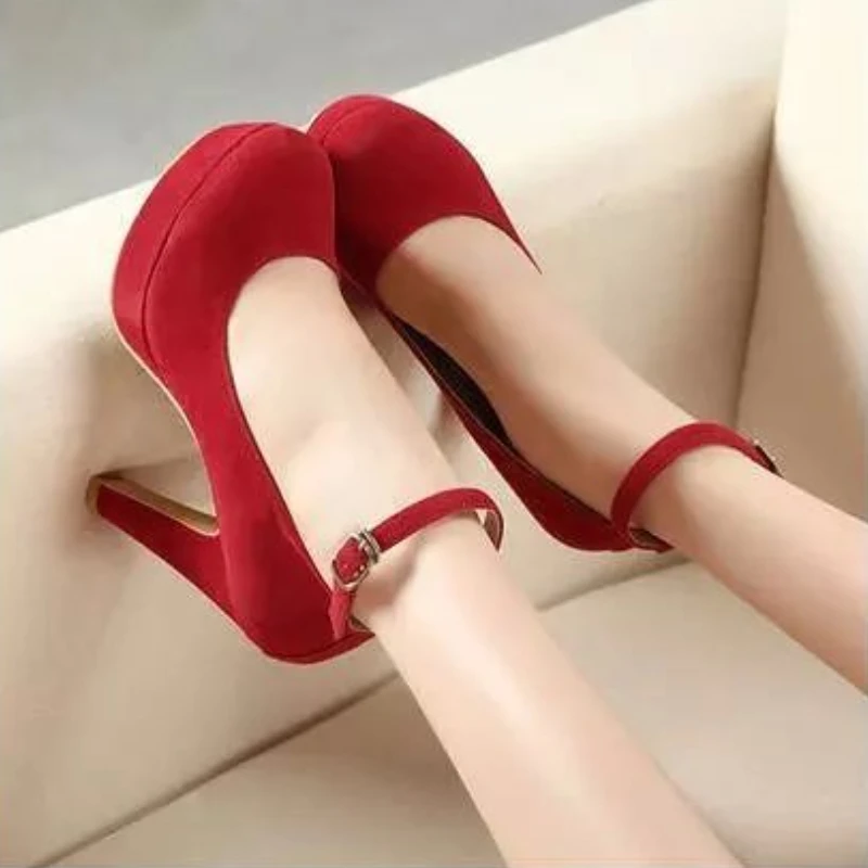 Trendy High Heel Single Shoes 2024 Autumn New Collection Simple and Sexy Buckle Solid Color Temperament High Heel Women\'s Shoes