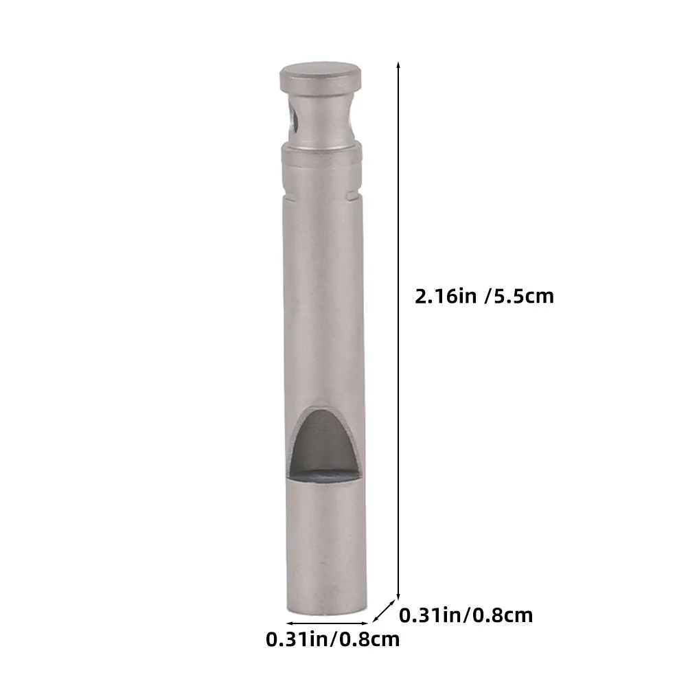 صفارة إنقاذ الطوارئ من التيتانيوم بصوت عالٍ محمولة للتخييم والمشي لمسافات طويلة صافرة معدنية مع حبل إمداد خارجي #4