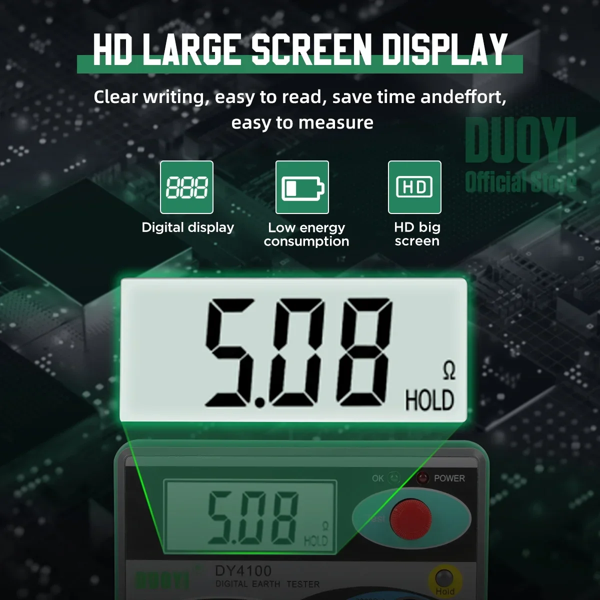 Digitale aardingsweerstandsmeter DY4100 - Megohmmeter voor elektriciens, 0-2000 Ohm weerstandstestinstrument