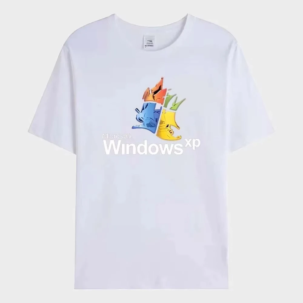 Windows 95 Graphic Men‘s T-Shirt Women's Tee 100% Cotton Windows XP Classic Computer System Print Pattern Oversize Tee