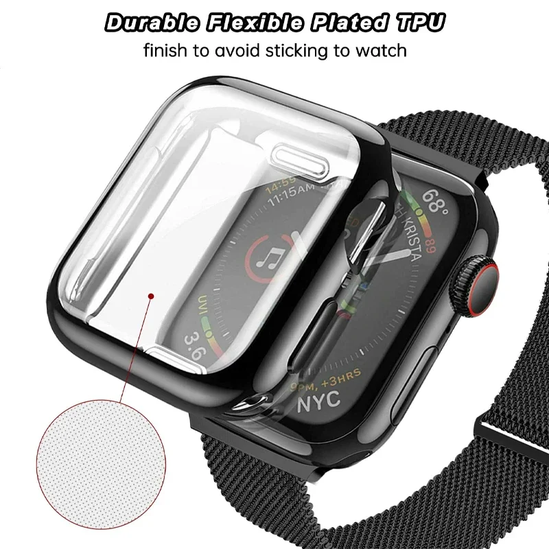 Milanese Case+Strap for Apple Watch Band Ultra 49MM 46mm 41 40mm 44mm 42mm TPU Screen Iwatch Series 10 9 8 7 6 SE 5 Correa 45mm