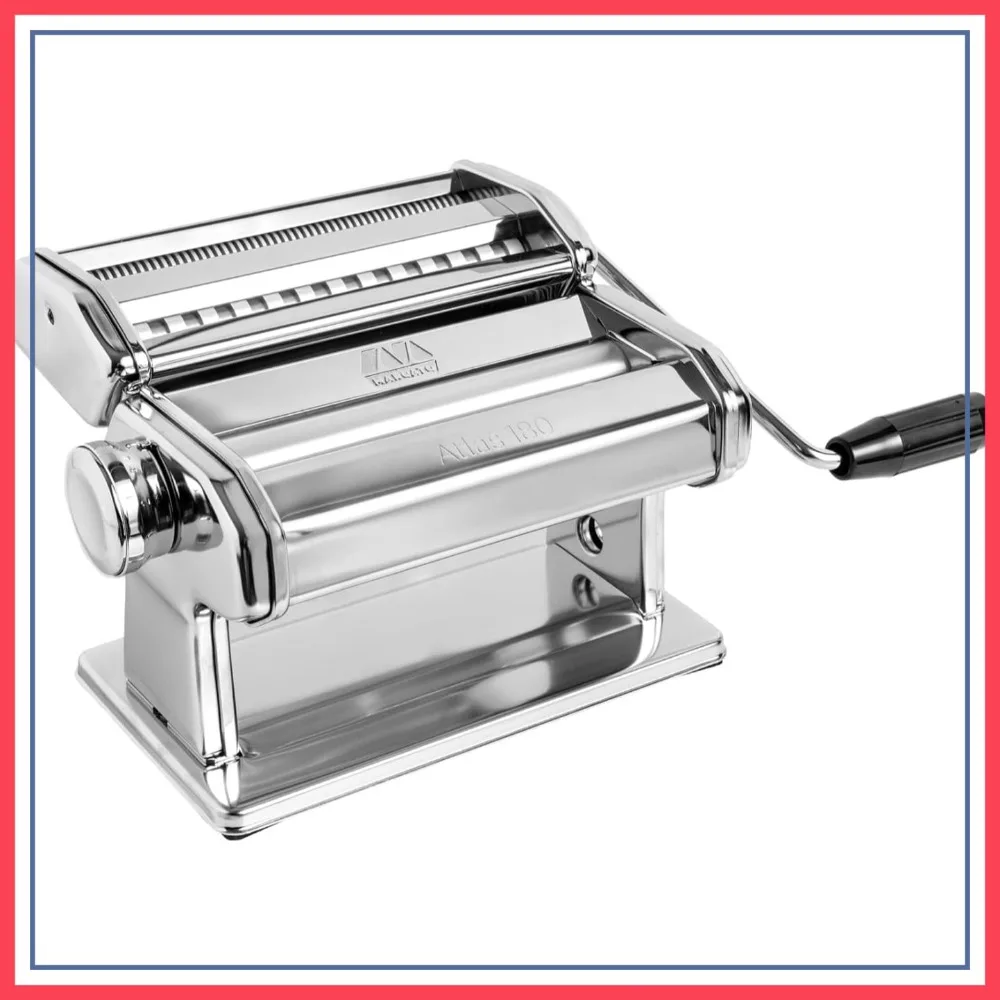 

Manual Pasta Machine for Lasagne, Fettuccine & Tagliolini, Chrome Steel, 180 Classic