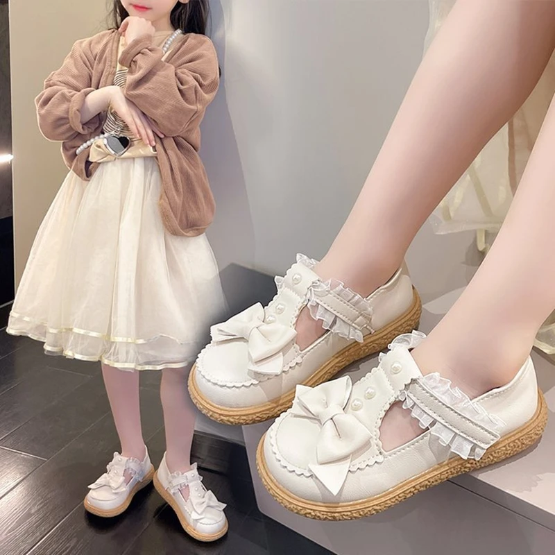 

Spring Autumn British Style T-strap Girls Princess Leather Shoes Kids Baby Girl Dress Shoe For Party Wedding