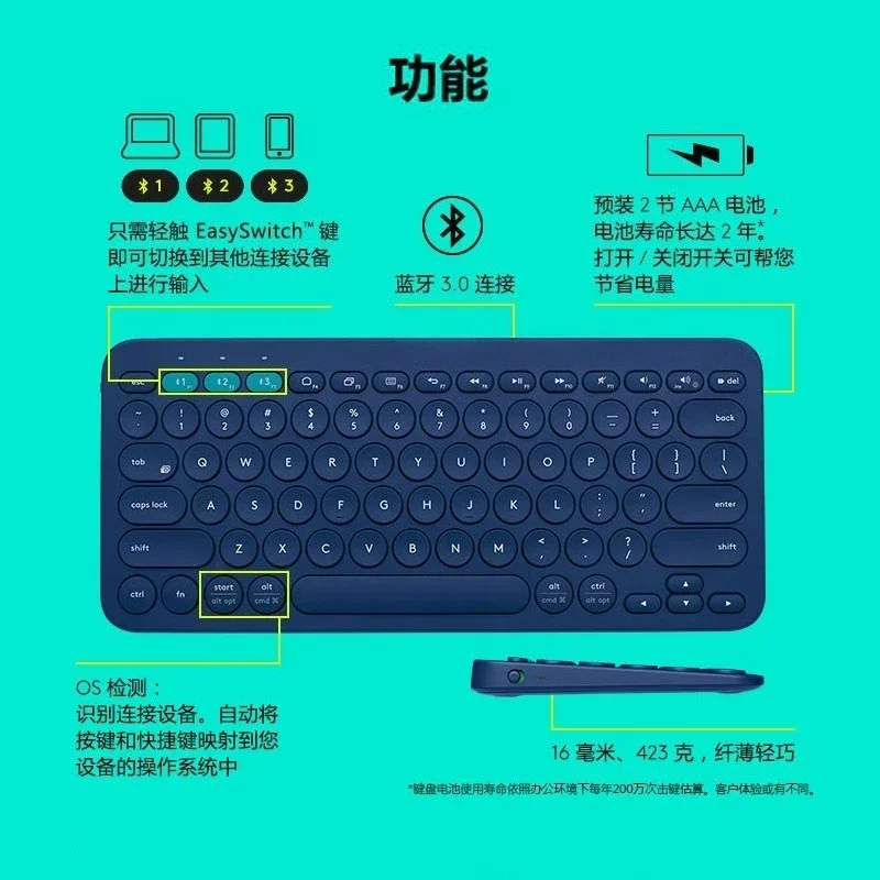 K380 Wireless Bluetooth Keyboard White Pink Portable Compact for Tablets Laptops Office Travel Use