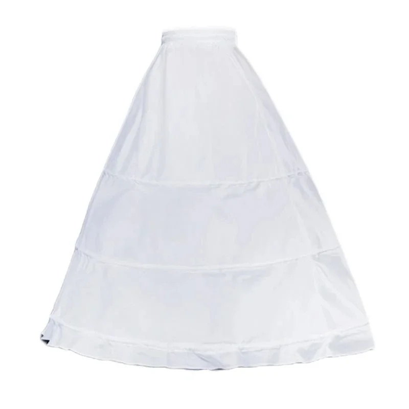 

Womens Single Layer 3 Hoops White Petticoat Wedding Gridal Gown Dress Bridal Crinolines Drawstring Waist A-Line Underskirt