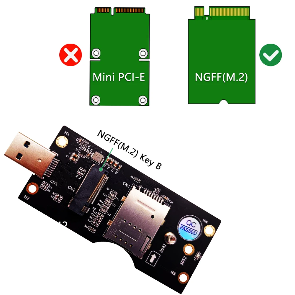 NGFF(M.2) Key B card  to USB 3.0 Adapter with SIM 8pin card Slot for 3G/4G/5G Module  Support SIM 8pin card connector