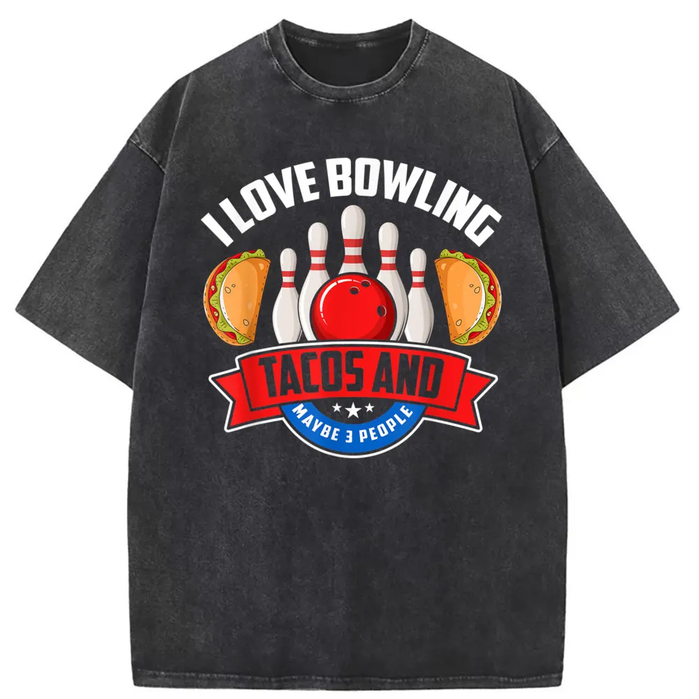 

I Love Bowlling Tacos And Men Prevailing T-shirts Man Unisex Vintage Cotton Sweatshirts Long Sleeve Tshirts Male Print Tee Tops