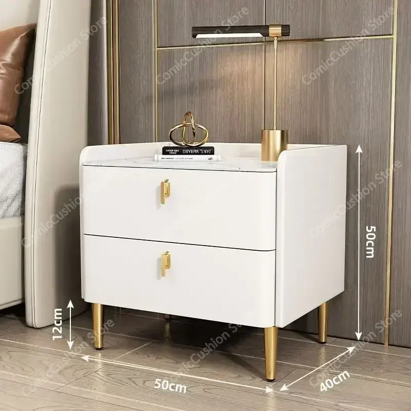 Luxury 2/3 Drawers Solid Wood Bedside Table Storage Dresser Cabinet Nightstands Slate Mini Night Stands for Bedroom Furniture