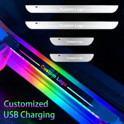 Customized Magnetic Car Door Sill Pedal Illuminated Lights Logo Infrared Sensor Usb Charging Auto Scuff Led Threshold Plate Lamp