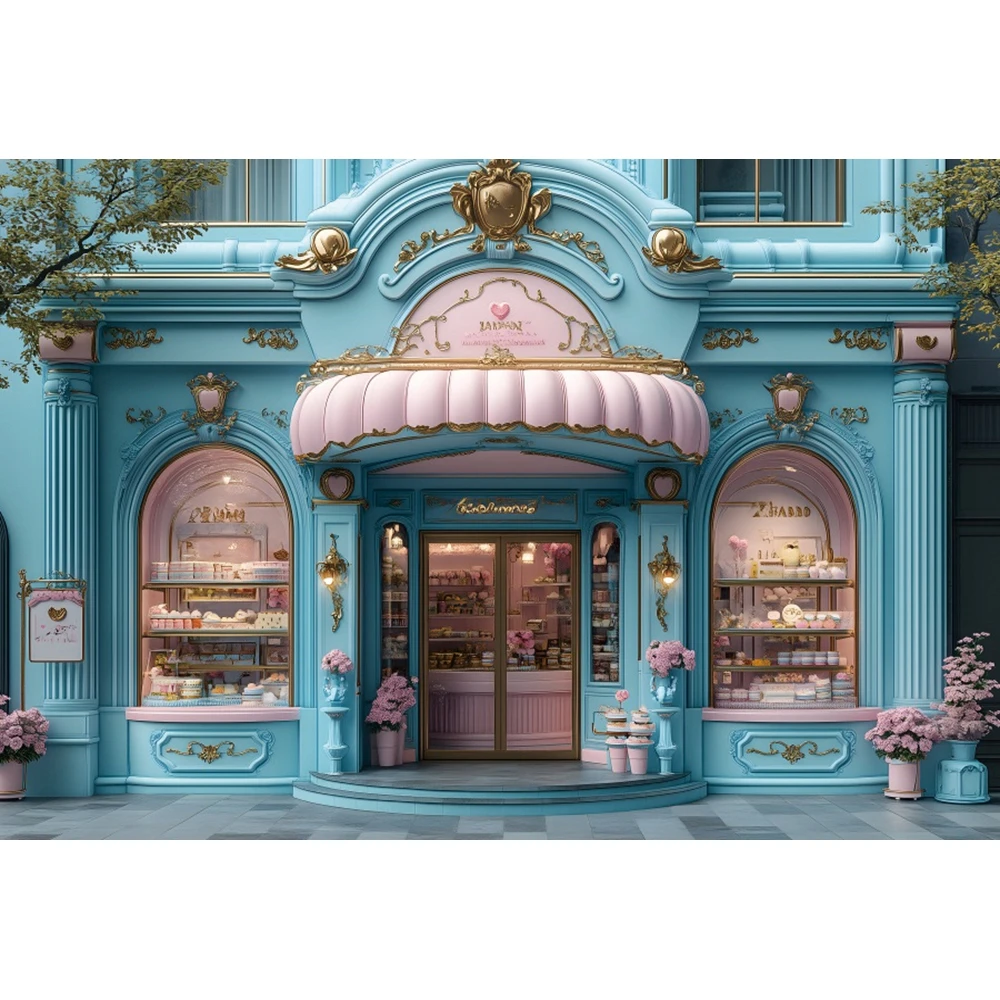 Sweet Cake Candy Shop Valentine's Day Background Photography Window Baby Girl's Birthday Party Portrait Backdrop Photo Studio