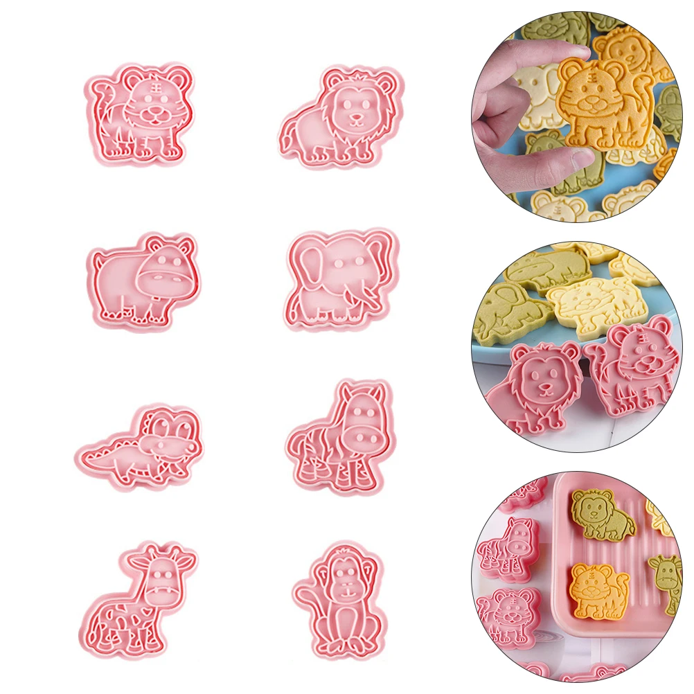 

8 Pcs Animal Biscuit Molds High Quality Plastic Reusable Animals Shape Molds Portable Easy Clean Cookie Pastry Tools