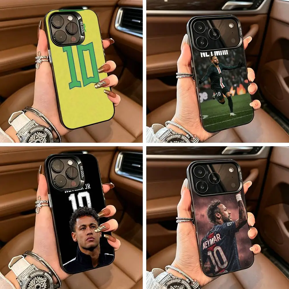 

Brasil -10-N- Neymar For iPhone 17 16 15 14 13 12 11 Pro Max XS 17 Air Silicone Colored Silver Bumper Cover
