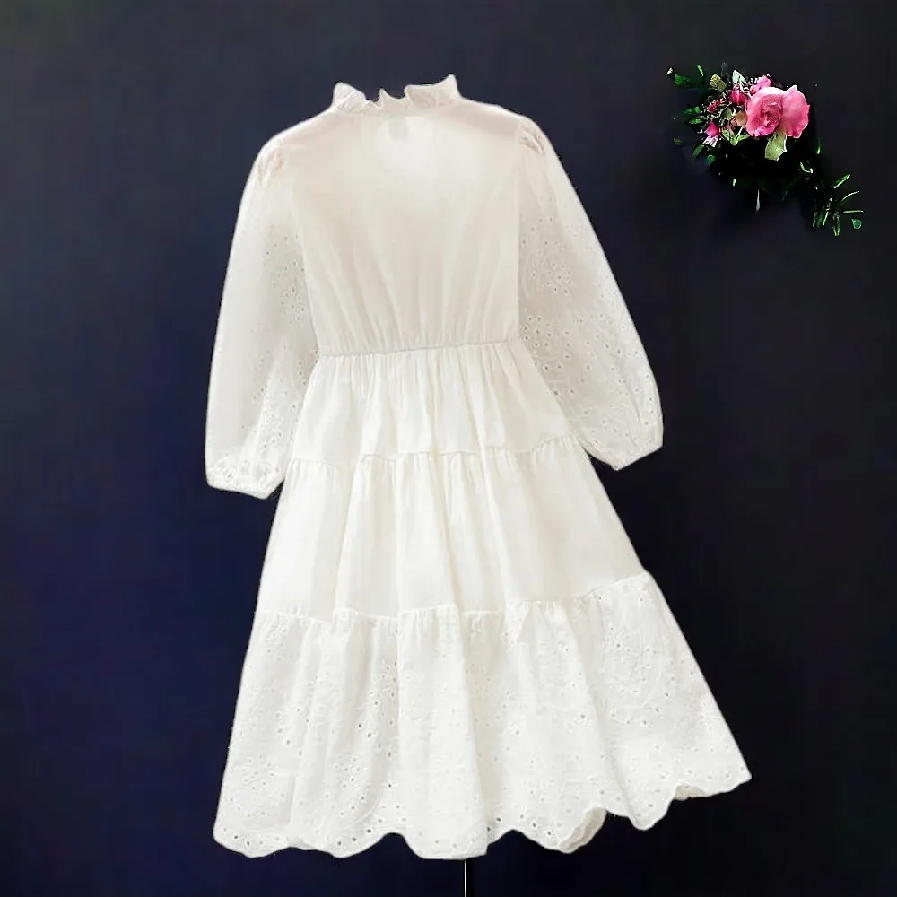 Girls outfits White Princess Dresses for Kids Party Maxi Dress Teenagers School Uniform Children Costumes 6 7 8 9 10 11 13 Years