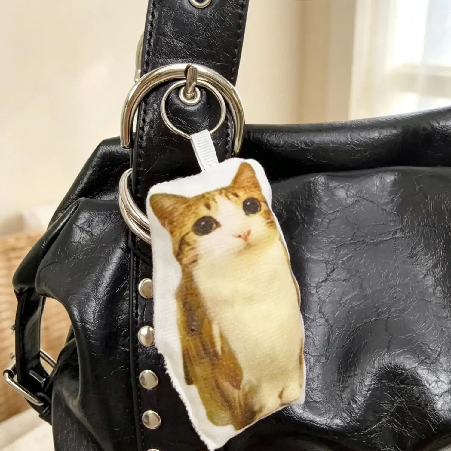 Plush Squeeze Cat Voice Keychain 1/5Pcs Soft Charm with Sound Squeeze Bag Pendant Charm Gift Funny Cute Meowl Fidget Keyrings