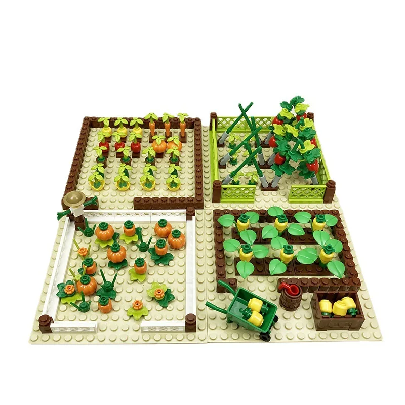 Compatible With LEGO MOC Building Blocks Assembled Small Particle Farm Manor Animal Chicken Coop Corn Radish Creative Scene Toys