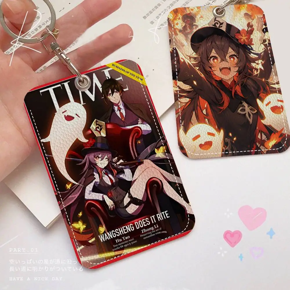 حامل بطاقات مطبوع شخصي من Hu Tao Genshin Impact Wiki مناسب لحامل بطاقات الباب للفتيات وسلسلة مفاتيح حامل شارة للنساء #2