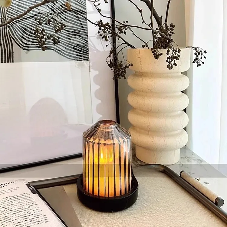 Capa de vidro cristal base de mármore interior e exterior capa de luz ambiente presente