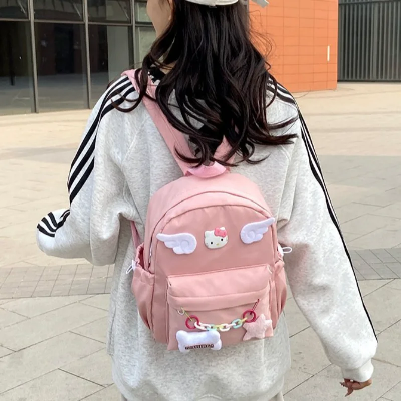 Sanrio Hello Kitty lindo y dulce estudiante mochila de dibujos animados fresco viaje compras casual mochila de gran capacidad