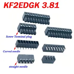 KF2EDGK-3.81 2/3/4/5/6/8/10/12Pin Right Angle Terminal Plug Type 300V 8A 3.81mm Pitch Connector Pcb Screw Terminal Block black