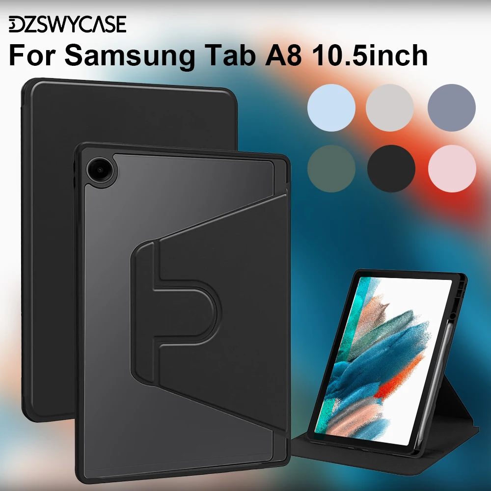 

Чехол для Samsung Tab A8 10,5 дюймов, легкий, прозрачный, устойчивый к царапинам, с держателем для стилуса, 360 градусов. ° Вращающаяся подставка