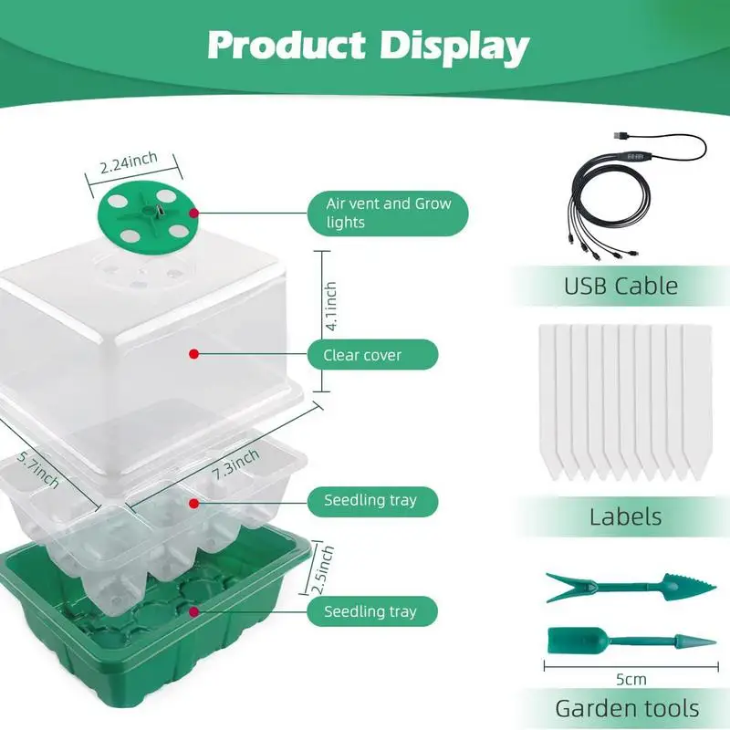 Imagem -05 - Bandejas de Germinação Reutilizáveis em Led Grow Light Bandeja de Mudas Plant Seed Starter Jardinagem Growing Tool Usb 5v