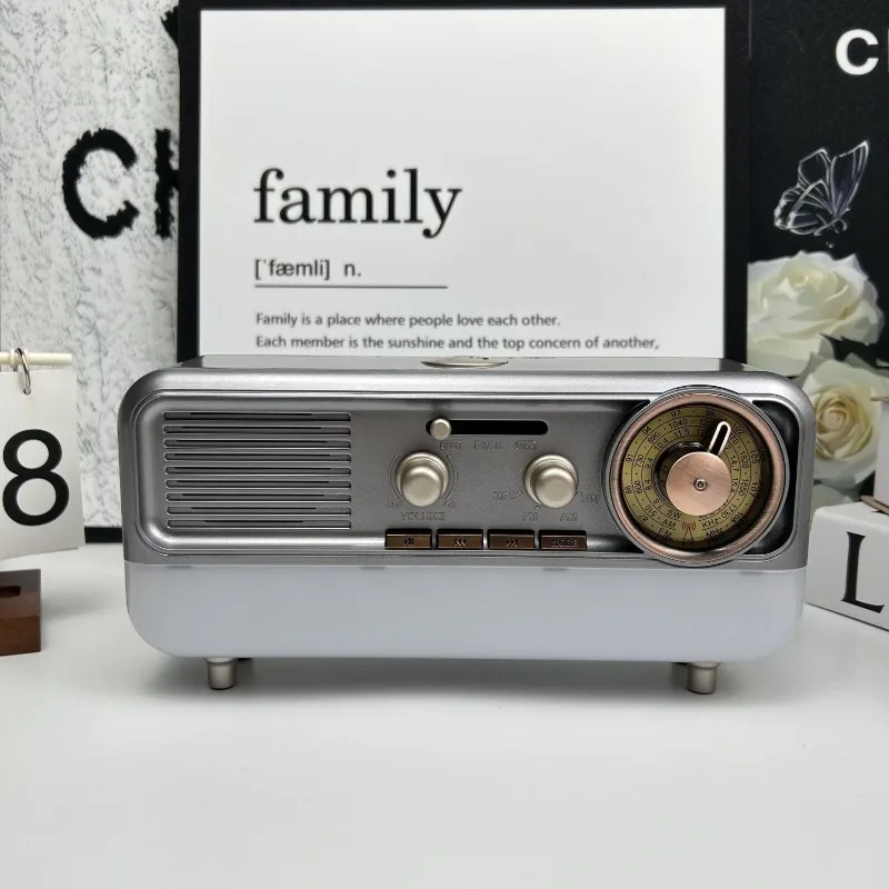 Retro Bluetooth Radio with LED Night Light,Multi-Band Vintage FM Radio Speaker for Home Decor & Bedroom