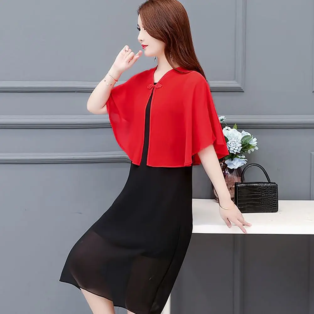 Short Outer Wear Multicolor Chiffon Shawl Breathable Short Thin Coat Tulle Shawl Summer