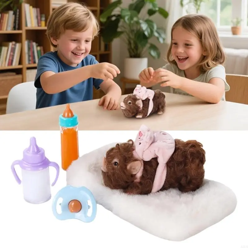 سيليكون مجعد الشعر خنزير لعبة الضغط مع ملحقات التغذية لعبة حسية للأطفال التمريض النشاط الكبار الاسترخاء A2UB #4
