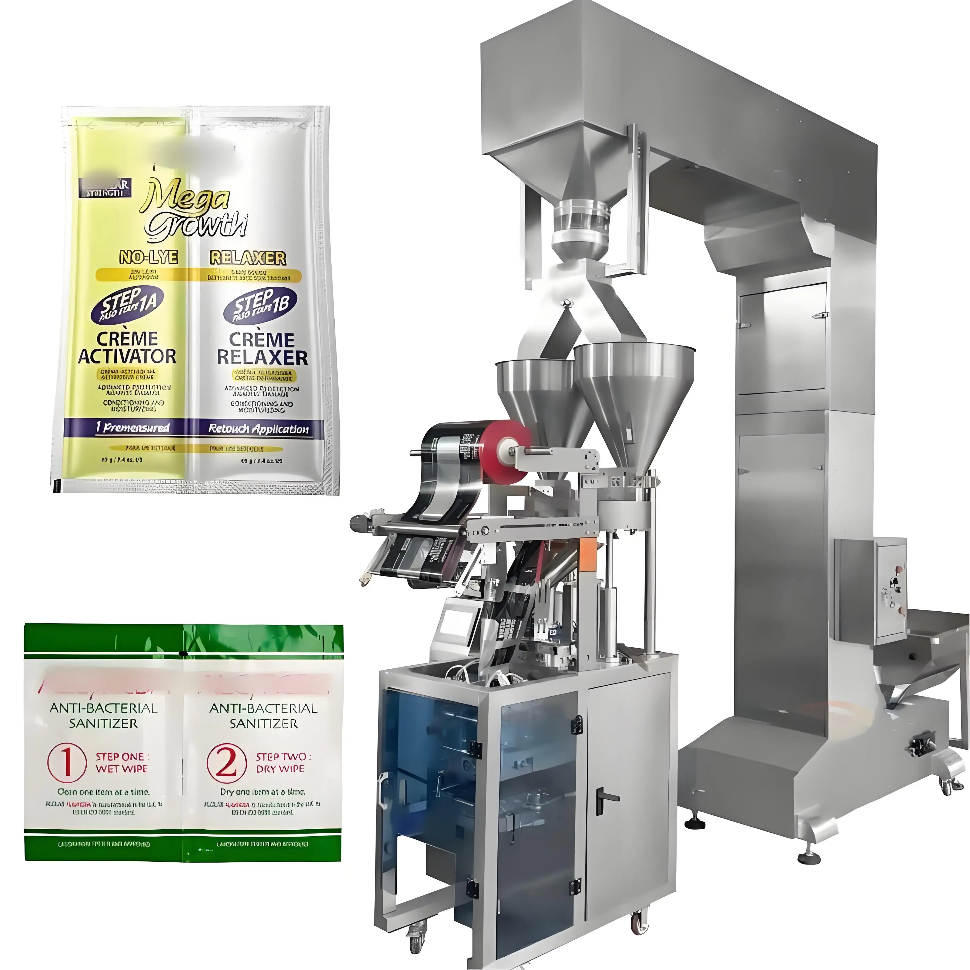 Full Automatic 2 Step Link Sachet Granule Liquid Powder Small Bag Packing Machine Boby Shampoo Hair Wash Stick Packaging Machine