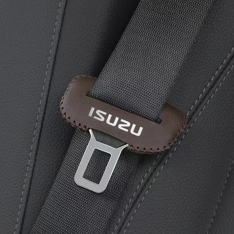 Leather Car Seat Belt Buckle Clip Cover Protector Anti-Scratch Case For ISUZU D-MAX D MAX Dmax I II WFR VAN NFR ATV TROOPER